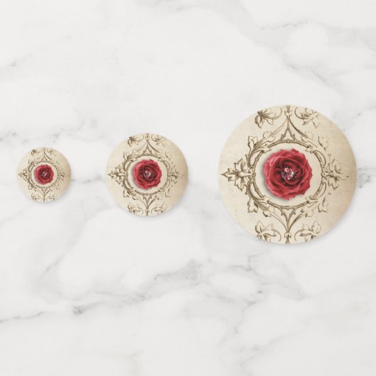 Rode roos met diamant confetti (Achterkanten)