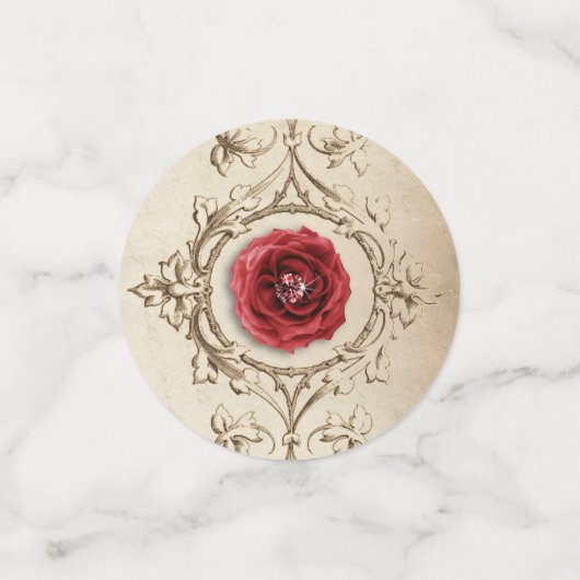 Rode roos met diamant confetti (Kleine voorkant)