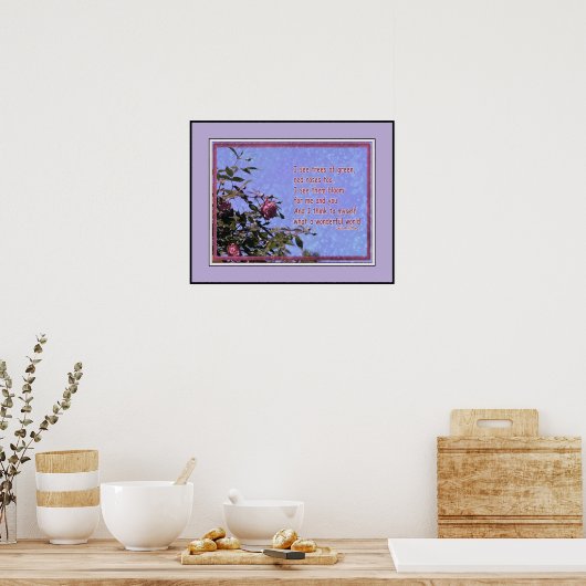 Rode roos met een citaat van Louie Armstrong Poster (Keuken)