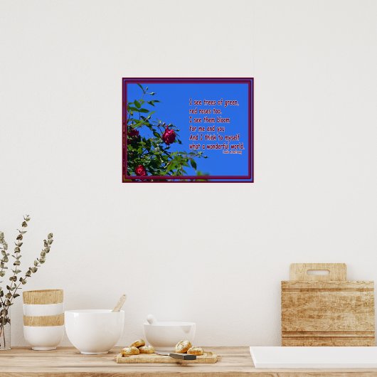 Rode roos met een citaat van Louie Armstrong Poster (Keuken)