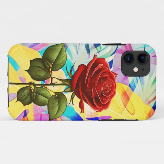 RODE ROOS MET GEOMETRISCHE MODERNE NATUUR ACHTERGR Case-Mate iPhone CASE (Achterkant (horizontaal))