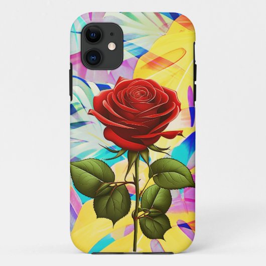 RODE ROOS MET GEOMETRISCHE MODERNE NATUURACHTERGRO Case-Mate iPhone CASE (Achterkant)
