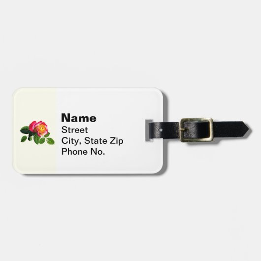 Rode roos met goudgeel centrum bagagelabel (Voorkant horizontaal)
