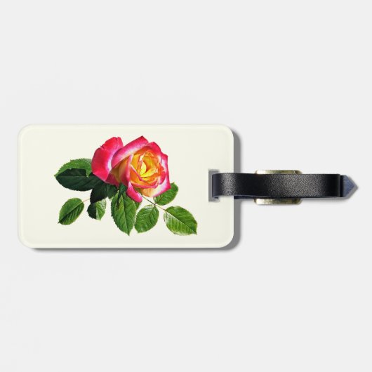Rode roos met goudgeel centrum bagagelabel (Achterkant horizontaal)