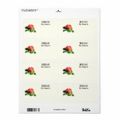 Rode roos met goudgeel centrum etiket (Full Sheet)