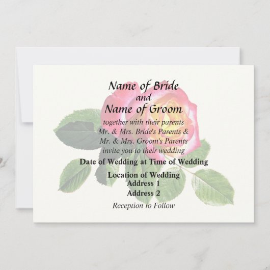 Rode roos met goudgeel centrum kaart (Voorkant)