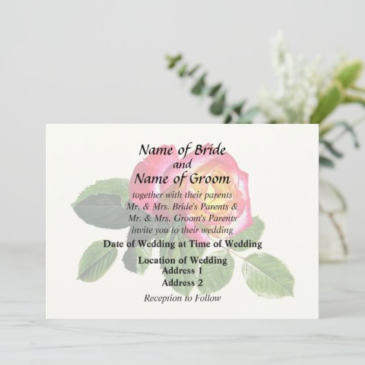 Rode roos met goudgeel centrum kaart (Staand voorkant)