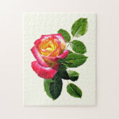Rode roos met goudgeel centrum legpuzzel (Verticaal)