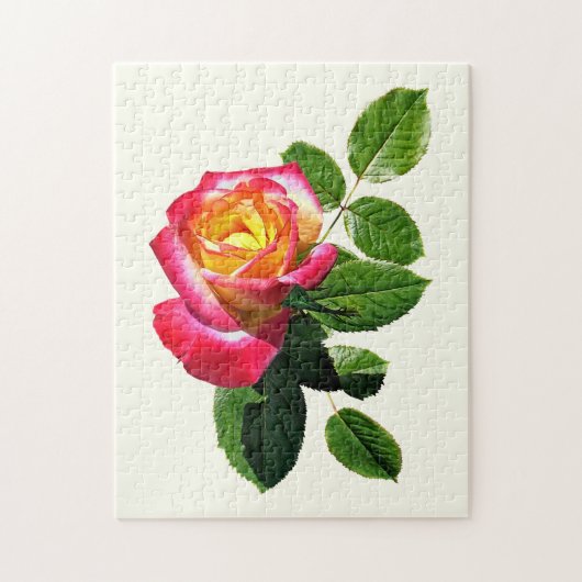 Rode roos met goudgeel centrum legpuzzel (Verticaal)