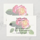 Rode roos met goudgeel centrum RSVP kaartje (Voorkant / Achterkant)