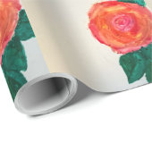 Rode Roos met Groene Bladeren Cadeaupapier (Rol Hoek)