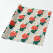 Rode Roos met Groene Bladeren Cadeaupapier (Uitgerold)