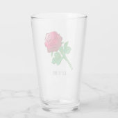 Rode Roos met Groene Bladeren Glas (Achterkant)
