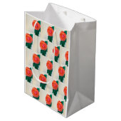 Rode Roos met Groene Bladeren Medium Cadeauzakje (Voorkant Gekanteld)