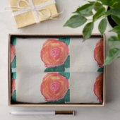 Rode Roos met Groene Bladeren Tissuepapier (Geschenk)