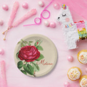 rode roos met Jouw naam Papieren Bordje (Feest)