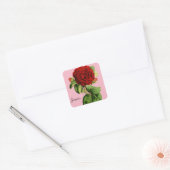 rode roos met Jouw naam Vierkante Sticker (Envelop)