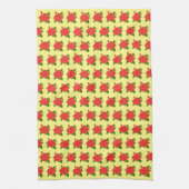 Rode Roos met Knoppen Gele Keukenhanddoek (Verticaal)