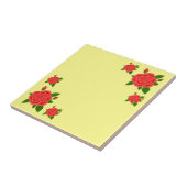 Rode roos met knoppen keramische Tegel Tegeltje (Zijkant)