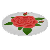 Rode roos met knoppen rond snijplank (Hoek)