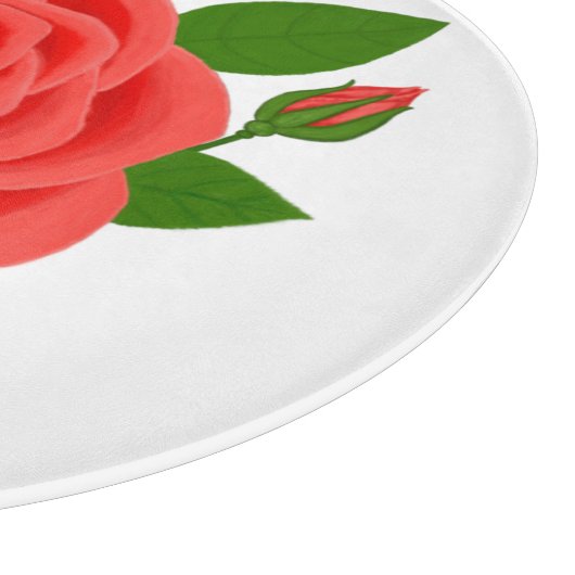 Rode roos met knoppen rond snijplank (Hoek)