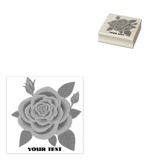 Rode Roos met Knoppen Rubber Stempel (Gestempeld)