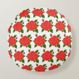 Rode roos met knoppen Witte ronde kussen