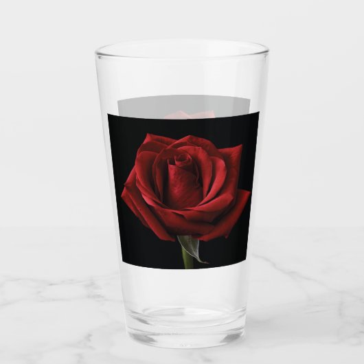 Rode roos met kussen glas (Voorkant)