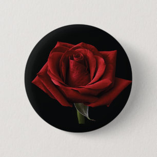 Rode roos met kussen ronde button 5,7 cm
