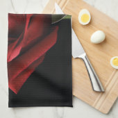 Rode roos met kussen theedoek (Quarter Fold)