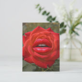 Rode Roos met Lippen Collage Briefkaart (Staand voorkant)