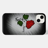 Rode Roos met Naam iPhone Hoesje (Achterkant horizontaal)
