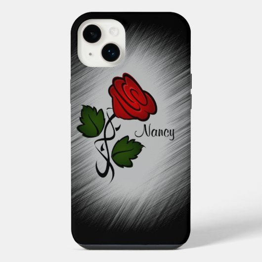 Rode Roos met Naam iPhone Hoesje (Achterkant)