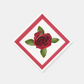Rode roos met randpapier servet (Hoek)