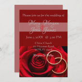 Rode Roos met Ring Bruiloft Kaart (Voorkant / Achterkant)
