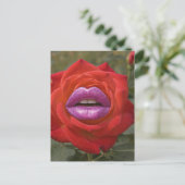 Rode Roos met Roze Lippen Collage Briefkaart (Staand voorkant)