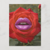 Rode Roos met Roze Lippen Collage Briefkaart (Voorkant)