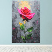Rode Roos met Steeltextuur Abstracte Wandkunst Canvas Afdruk (Insitu (Houten vloer))