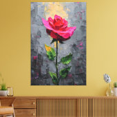 Rode Roos met Steeltextuur Abstracte Wandkunst Canvas Afdruk (Insitu (Woonkamer))