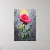 Rode Roos met Steeltextuur Abstracte Wandkunst Canvas Afdruk (Voorkant)