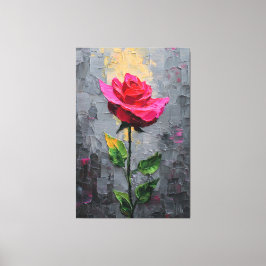 Rode Roos met Steeltextuur Abstracte Wandkunst Canvas Afdruk