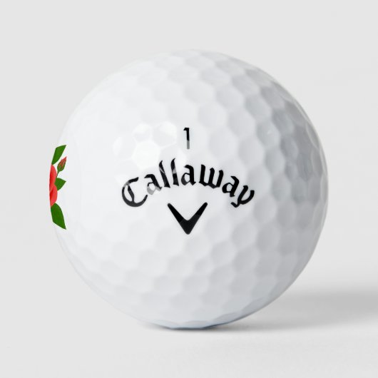 Rode roos met tekst genaamd Warbird Golfballen (Logo)