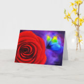 Rode roos met vlinder schilderkunst - Multi Kaart (Gele Bloem)