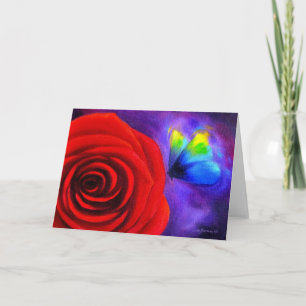 Rode roos met vlinder schilderkunst - Multi Kaart