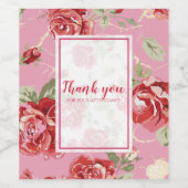 Rode roos met witte achtergrond, vinetiket wijn etiket (Enkel label)