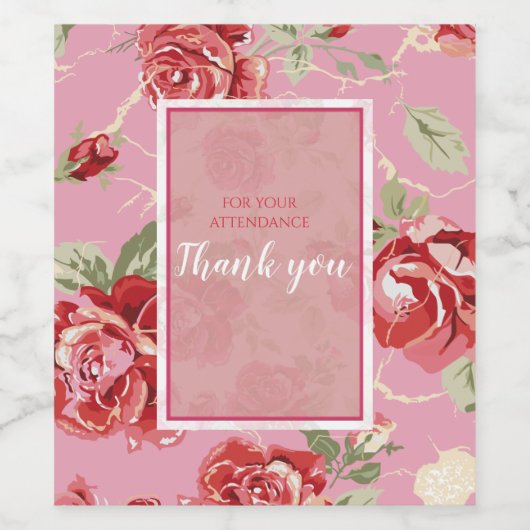 Rode roos met witte achtergrond, vinetiket wijn etiket (Enkel label)