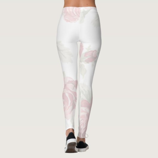 Rode roos met witte achtergrondprint leggings (Achterkant)