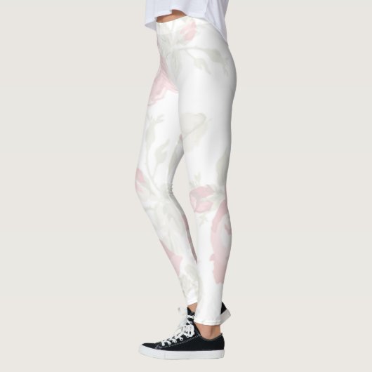 Rode roos met witte achtergrondprint leggings (Links)