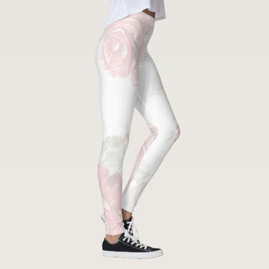Rode roos met witte achtergrondprint leggings (Rechts)