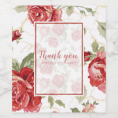 Rode roos met witte achtergrondprint wijn etiket (Enkel label)